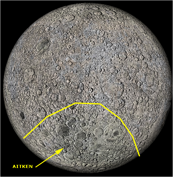 Risultati immagini per mappa luna Bacino Polo Sud-Aitken